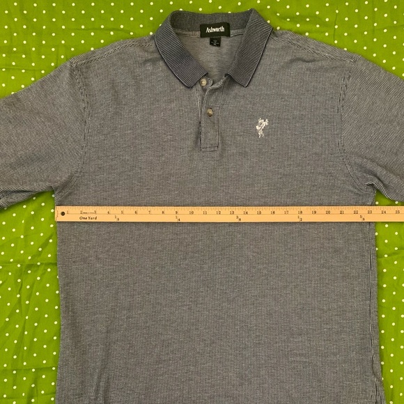 ASHWORTH SS Textured Cotton BlueGrey 2 Button Polo - Picture 5 of 7
